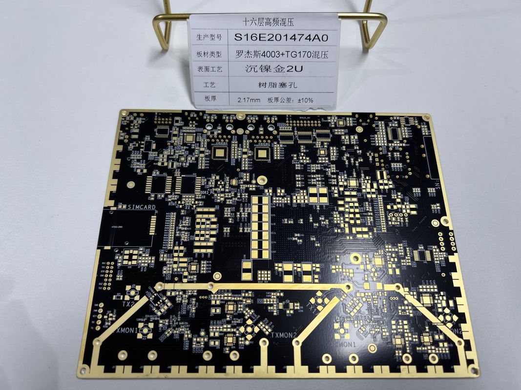 Плата Goldfinger Rogers PCB 16 слоев 100% прошла испытание на электричество VIPPO Rogers+FR4 смешанная