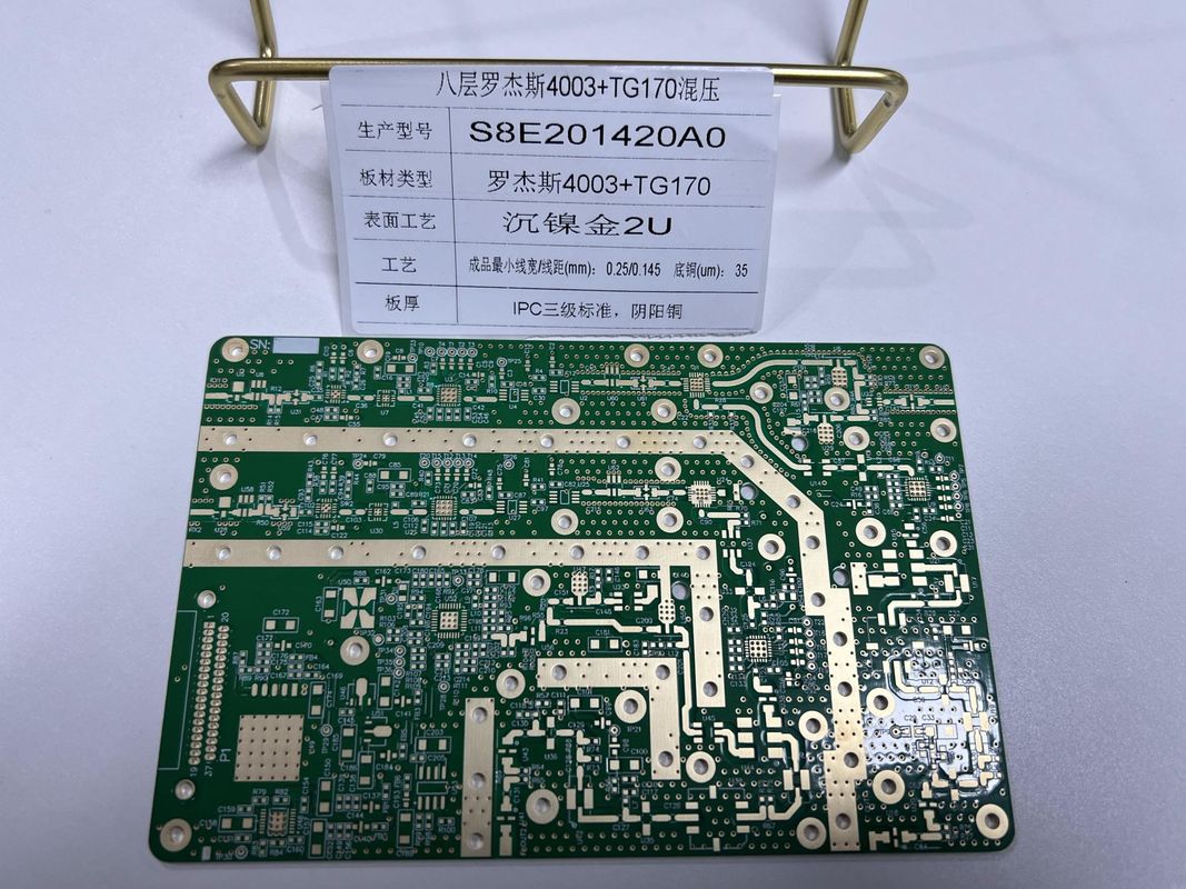 1.6mm Rogers Circuit Board 8 слоев R4003+FR4 TG170 IPC3 Импеданс смеси и VIPPO