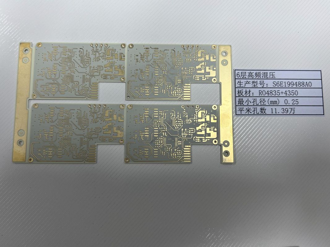 100% электрический тест Rogers PCB Board с золотой отделкой 6 слоев RO4835+4350 смесь