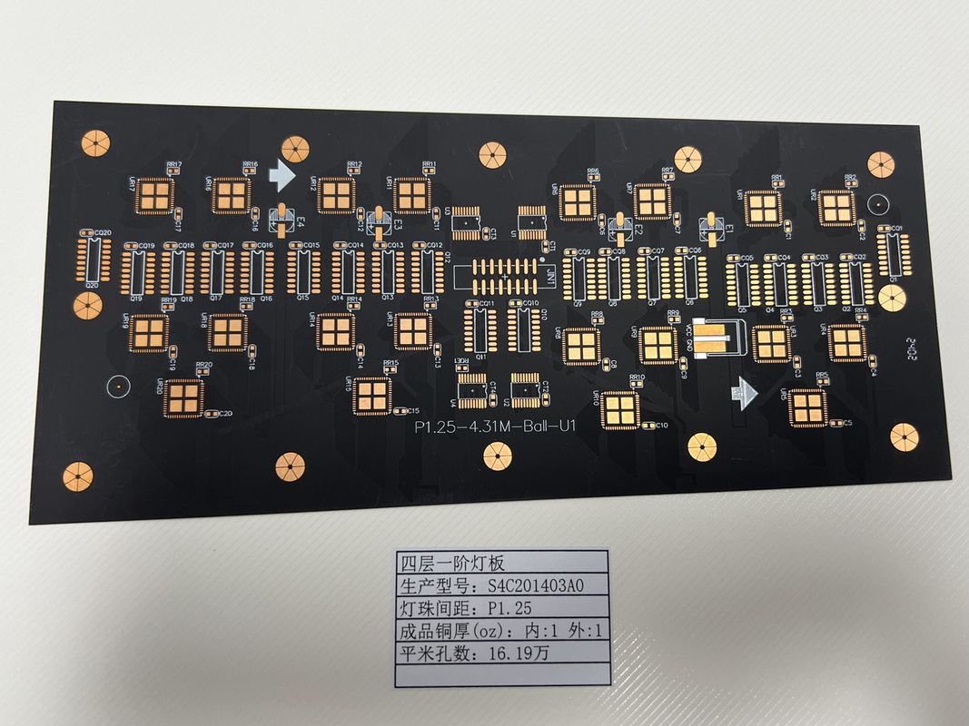 LED-экран P1.25 4L 1+N+1 HDI специальная плата PCB с минимальным размером отверстия 0,15 мм для применения в розетках ламп