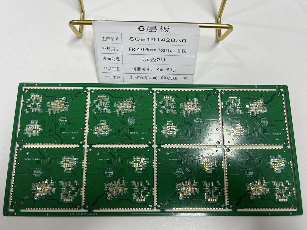 Устойчивый HDI PCB Board 6-32 слой HDI Четырехсторонние полуотверстия Лазерное отверстие Размер 0.075Mm